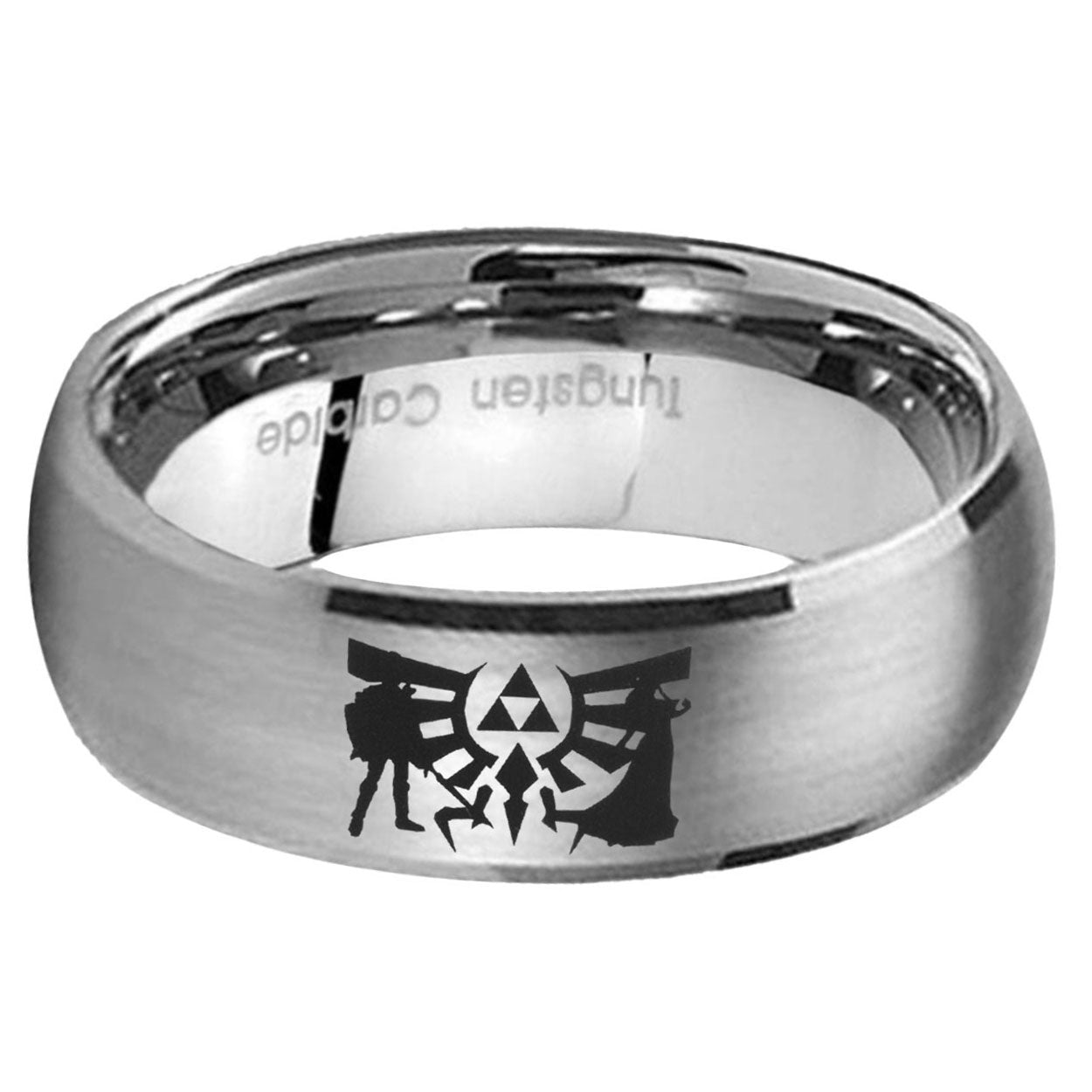 5MM Zelda Link Dome Brushed Gray Tungsten Wedding Band