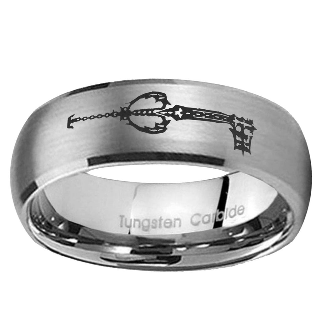 5MM kingdom heart keyblades Dome Brushed Gray Tungsten Wedding Band