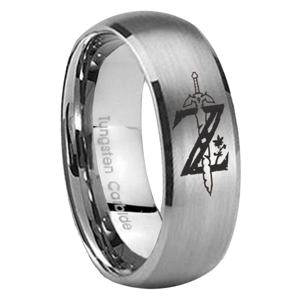 8MM Zelda Breath Of The Wild Dome Brushed Gray Tungsten Wedding Band