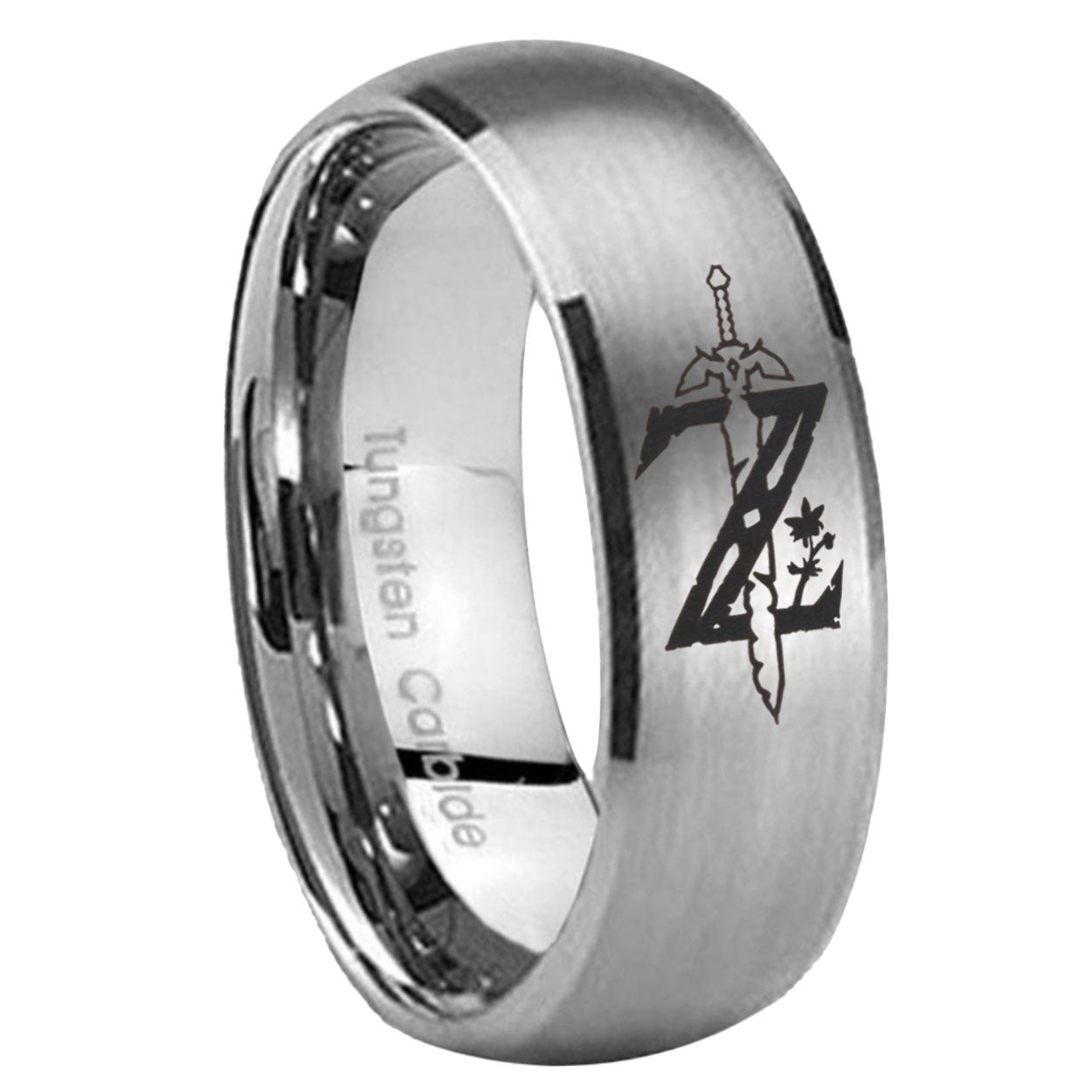 8MM Zelda Breath Of The Wild Dome Brushed Gray Tungsten Wedding Band