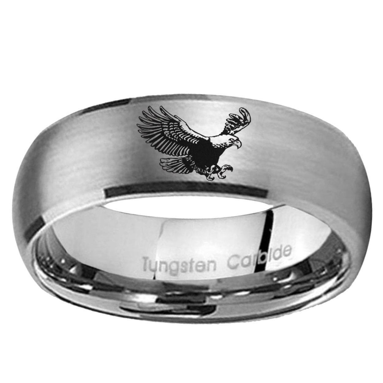 5MM Flying American Eagle Dome Brushed Gray Tungsten Wedding Band