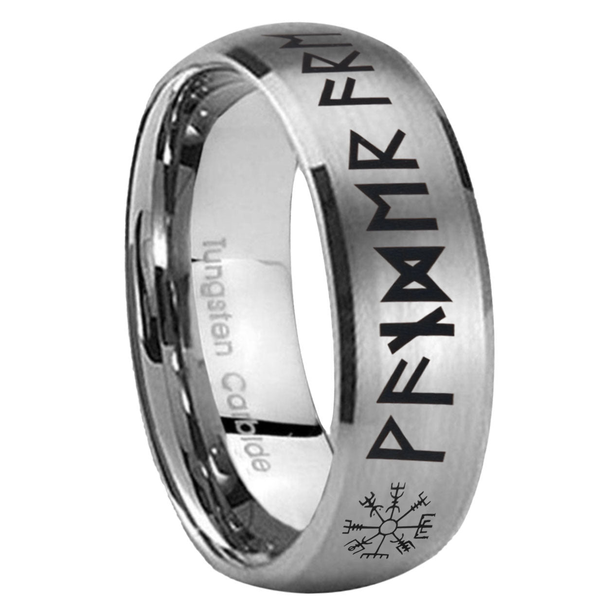 8MM Viking Dome Brushed Gray Tungsten Wedding Band