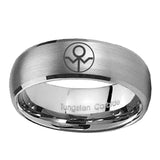 5, 8mm Gray Lantern Dome Matte Silver Tungsten Rings