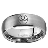 5, 8mm Gray Lantern Dome Matte Silver Tungsten Rings