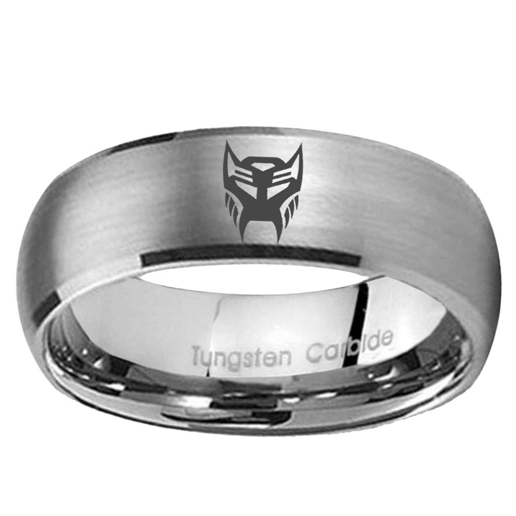 5MM Transformers Insignias Dome Brushed Gray Tungsten Wedding Band