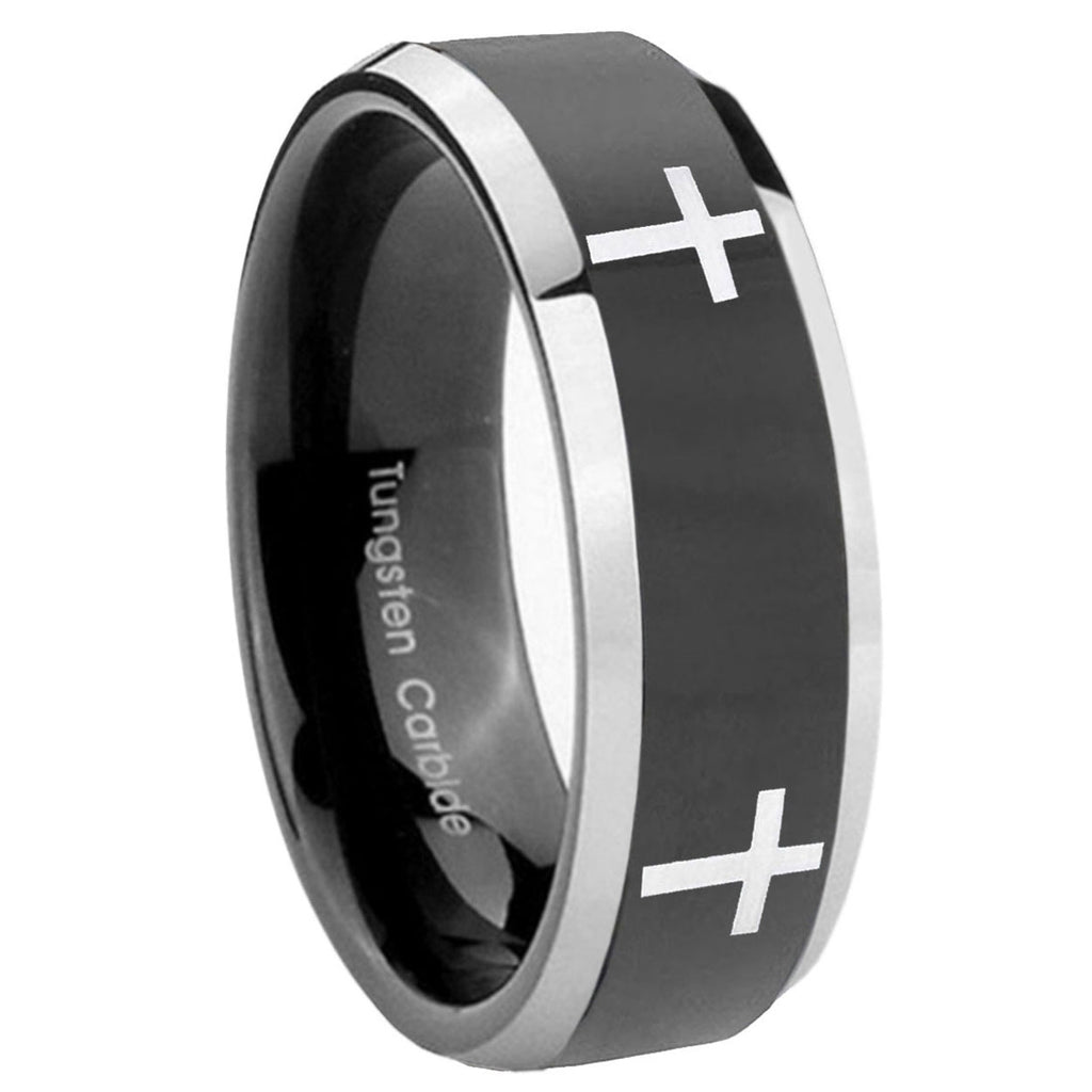 Etched Tribal Pattern Tungsten Carbide Couple Rings