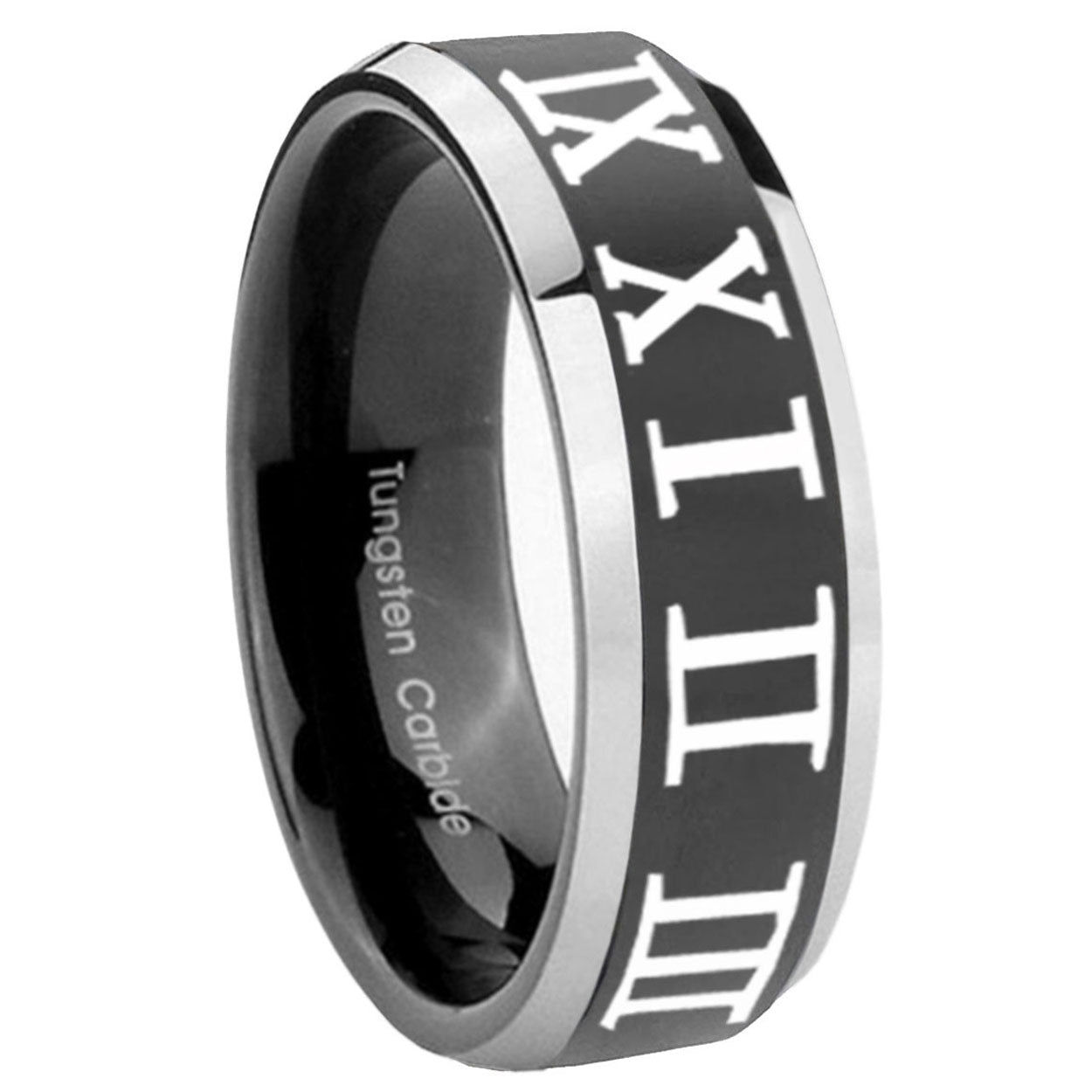 Etched Tribal Pattern Tungsten Carbide Couple Wedding Bands