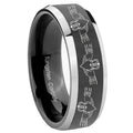 10mm Irish Claddagh Beveled Edges Glossy Black 2 Tone Tungsten Bands Ring