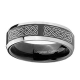 10mm-Celtic-Knot-Beveled-Edges-Glossy-Black-2-Tone-Tungsten-Custom-Ring-for-Men