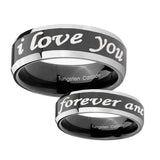 8mm-I-Love-You-Forever-and-ever-Beveled-Glossy-Black-2-Tone-Tungsten-Men's-Ring