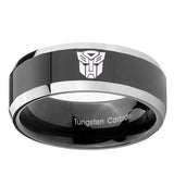 10mm-Transformers-Autobot-Beveled-Edges-Glossy-Black-2-Tone-Tungsten-Mens-Ring