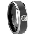 10mm Transformers Autobot Beveled Edges Glossy Black 2 Tone Tungsten Mens Ring