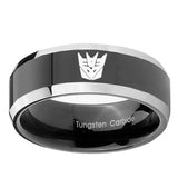 10mm-Decepticon-Transformers-Beveled-Glossy-Black-2-Tone-Tungsten-Bands-Ring