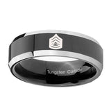 8mm-Army-Sergeant-Major-Beveled-Glossy-Black-2-Tone-Tungsten-Anniversary-Ring