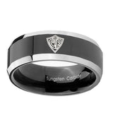 10mm-CTR-Beveled-Edges-Glossy-Black-2-Tone-Tungsten-Carbide-Mens-Wedding-Band