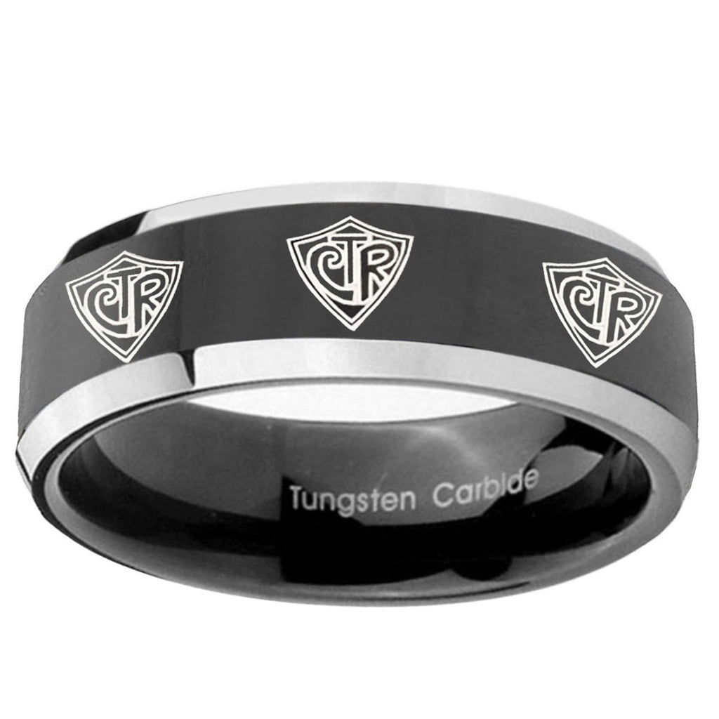 5mm Multiple CTR Beveled Glossy Black 2 Tone Tungsten Ring