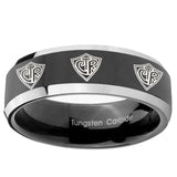10mm Multiple CTR Beveled Glossy Black 2 Tone Tungsten Ring