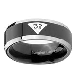 10mm-Masonic-32-Triangle-Design-Freemason-Beveled-Edges-Glossy-Black-2-Tone-Tungsten-Mens-Ring-Personalized