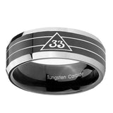 10mm-Masonic-32-Duo-Line-Freemason-Beveled-Edges-Glossy-Black-2-Tone-Tungsten-Mens-Ring-Personalized