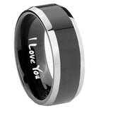 8mm-I-Love-You-Beveled-Edges-Glossy-Black-2-Tone-Tungsten-Wedding-Bands-Ring