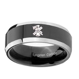 8mm-Fireman-Beveled-Edges-Glossy-Black-2-Tone-Tungsten-Men's-Engagement-Band