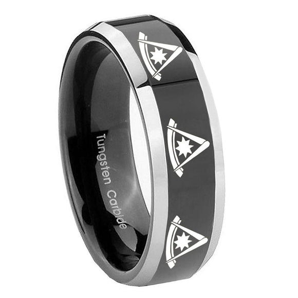 8mm-Multiple-Pester-Master-Masonic-Beveled-Glossy-Black-2-Tone-Tungsten-Mens-Ring