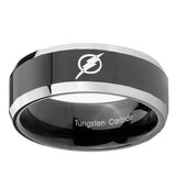 5, 8mm Flash Beveled Edge Black Wedding Bands Tungsten