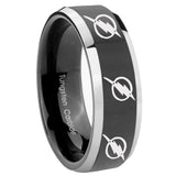 8mm Multiple Flash Beveled Edge Black Mens Wedding Band Tungsten