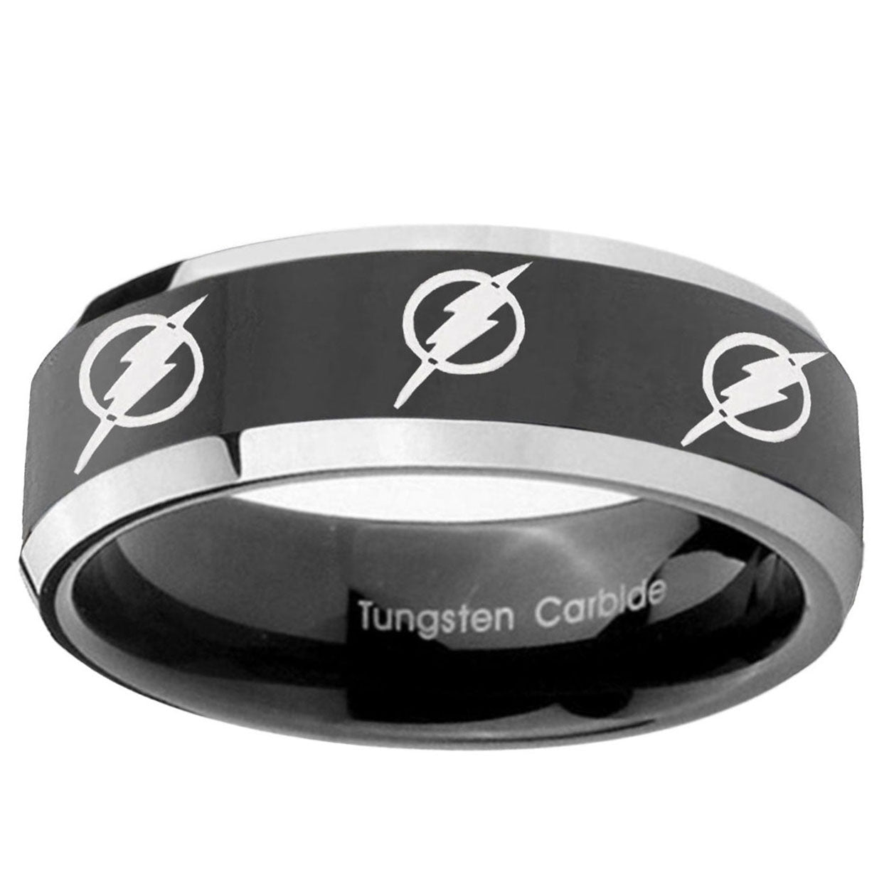 5mm Multiple Flash Beveled Edge Black Men Bands Tungsten