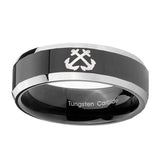 10mm-Anchor-Beveled-Edges-Glossy-Black-2-Tone-Tungsten-Carbide-Anniversary-Ring