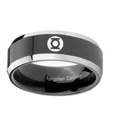 5, 8mm Green Lantern Beveled Edge Black Comfort Fit Wedding Band