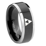 10mm-Zelda-Triforce-Beveled-Edges-Glossy-Black-2-Tone-Tungsten-Rings-for-Men