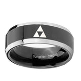 10mm-Zelda-Triforce-Beveled-Edges-Glossy-Black-2-Tone-Tungsten-Rings-for-Men