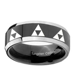 10mm-Multiple-Zelda-Triforce-Beveled-Glossy-Black-2-Tone-Tungsten-Bands-Ring