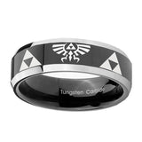 8mm-Legend-of-Zelda-Beveled-Glossy-Black-2-Tone-Tungsten-Wedding-Engagement-Ring