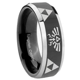 His Hers Legend of Zelda Beveled Glossy Black 2 Tone Tungsten Men's Ring Set
