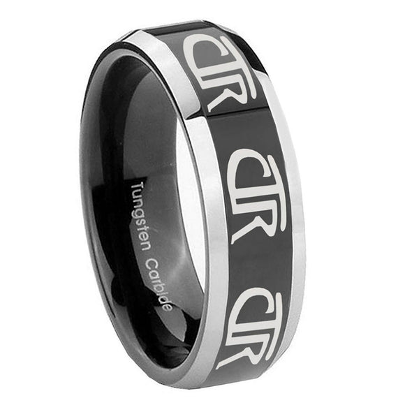 8mm-Multiple-CTR-Beveled-Glossy-Black-2-Tone-Tungsten-Men's-Engagement-Band