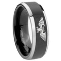 8mm Aquila Beveled Edges Glossy Black 2 Tone Tungsten Ring