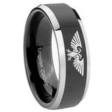 10mm Aquila Beveled Edges Glossy Black 2 Tone Tungsten Wedding Engraving Ring