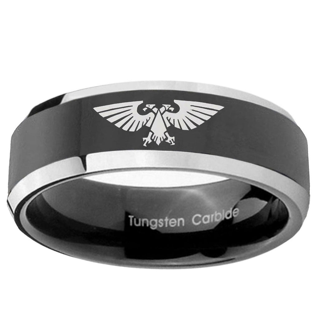 5mm Aquila Beveled Edges Glossy Black 2 Tone Tungsten Ring