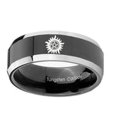 5, 8mm Supernatural Beveled Edge Black Comfort Fit Wedding Band