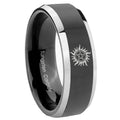 8mm Supernatural Beveled Edge Black Comfort Fit Wedding Band