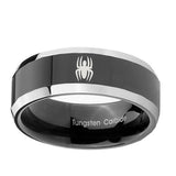 10mm-Spiderman-Beveled-Edges-Glossy-Black-2-Tone-Tungsten-Carbide-Engraved-Ring