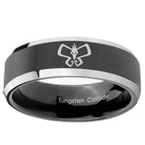 10mm Monarch Beveled Edge Glossy Black 2 Tone Tungsten Ring