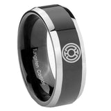 8mm Blue Lantern Beveled Edge Black Comfort Fit Wedding Band