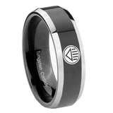8mm Lantern Corps Beveled Edge Black Mens Wide Wedding Bands
