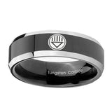 5, 8mm Lantern Corps Beveled Edge Black Mens Wide Wedding Bands