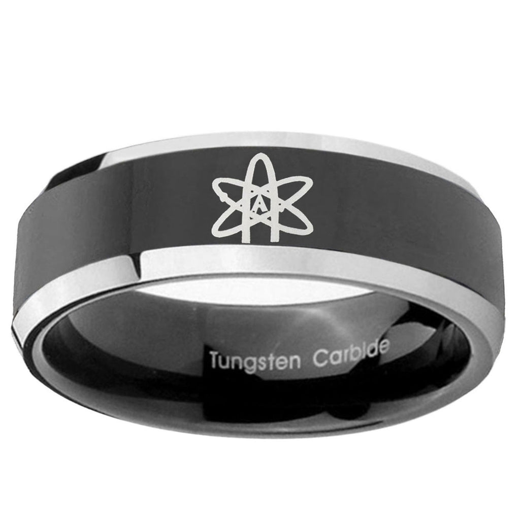 5mm American Atheist Bevel Glossy Black 2 Tone Tungsten Ring