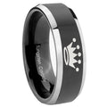 10mm Crown Beveled Edges Glossy Black 2 Tone Tungsten Mens Anniversary Ring