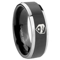 10mm GI Joe Eagle Beveled Glossy Black 2 Tone Tungsten Mens Engagement Band
